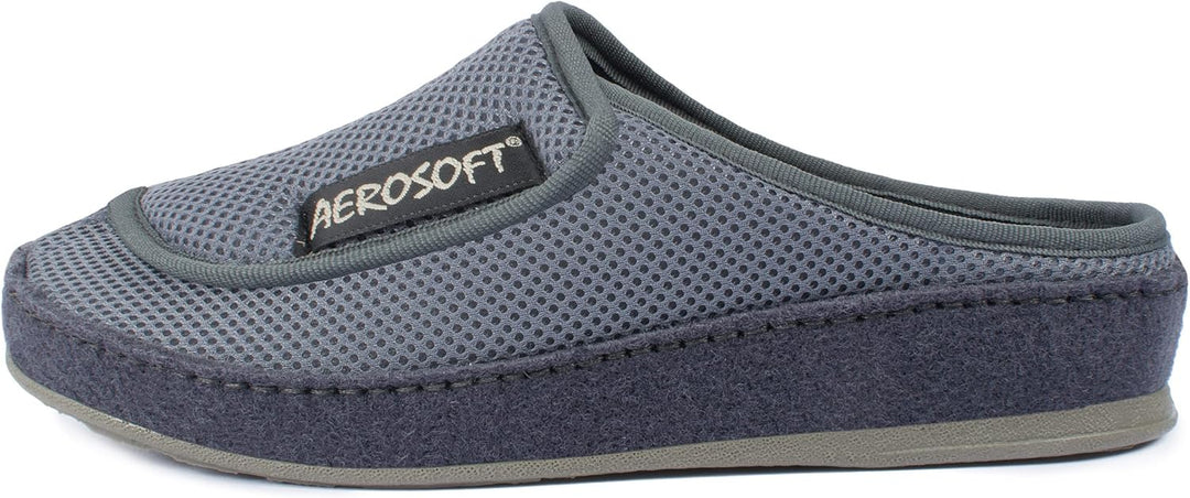 Aerosoft Klett-Pantolette 6032-4P Damen Herren Hausschuh Weite G-H rutschhemmend 38 EU Grau, 38 EU G