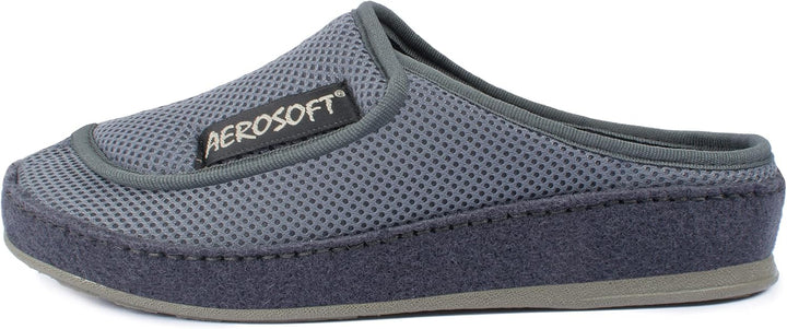 Aerosoft Klett-Pantolette 6032-4P Damen Herren Hausschuh Weite G-H rutschhemmend 38 EU Grau, 38 EU G
