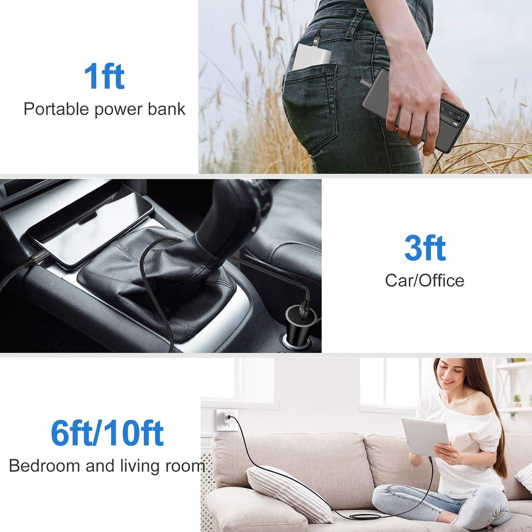 5 x 3 m langes USB-C-Kabel, extra langes USB-A auf USB-C, 3 m, Typ C, Schnellladekabel, kompatibel m