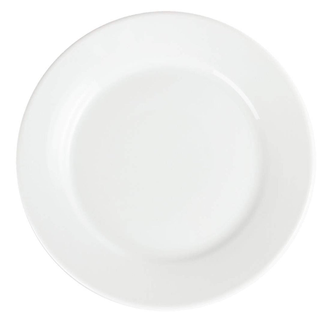 Olympia Whiteware Serviceteller mit breitem Rand, 250 mm, Porzellan, innovativ, 12 Stück