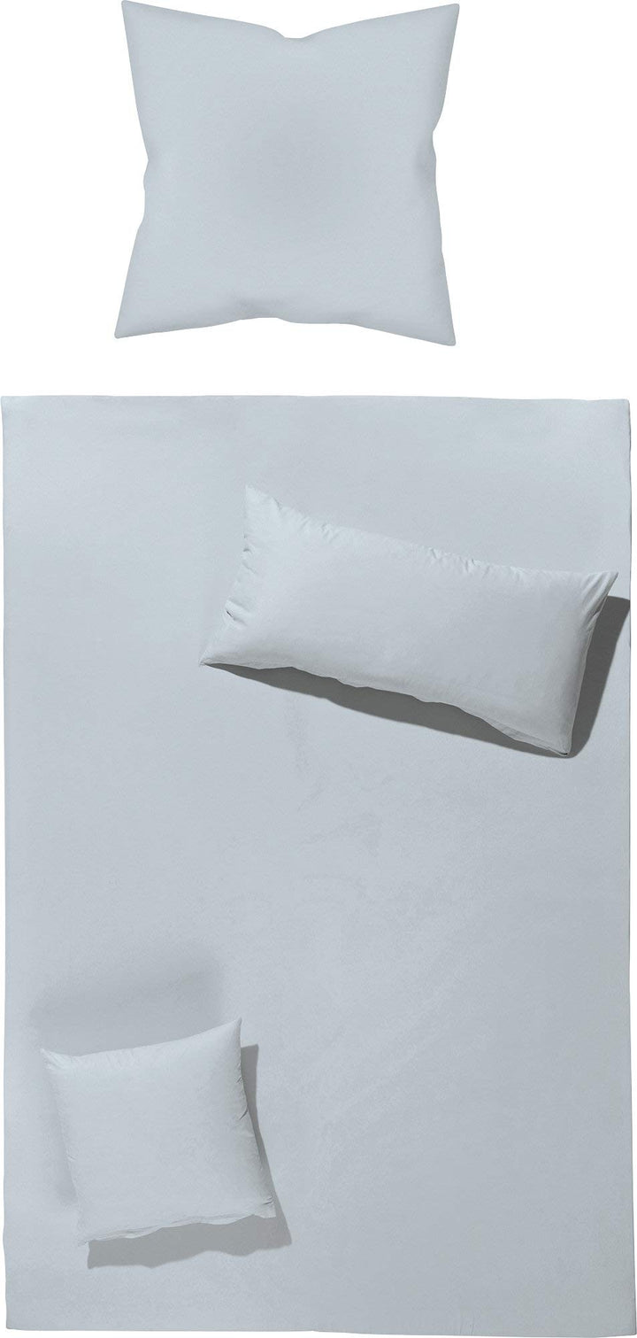 Erwin Müller Bettwäsche-Set Renforcé Würzburg, Uni Silber Grösse 40x80 cm / 155x220 cm - strapazierf