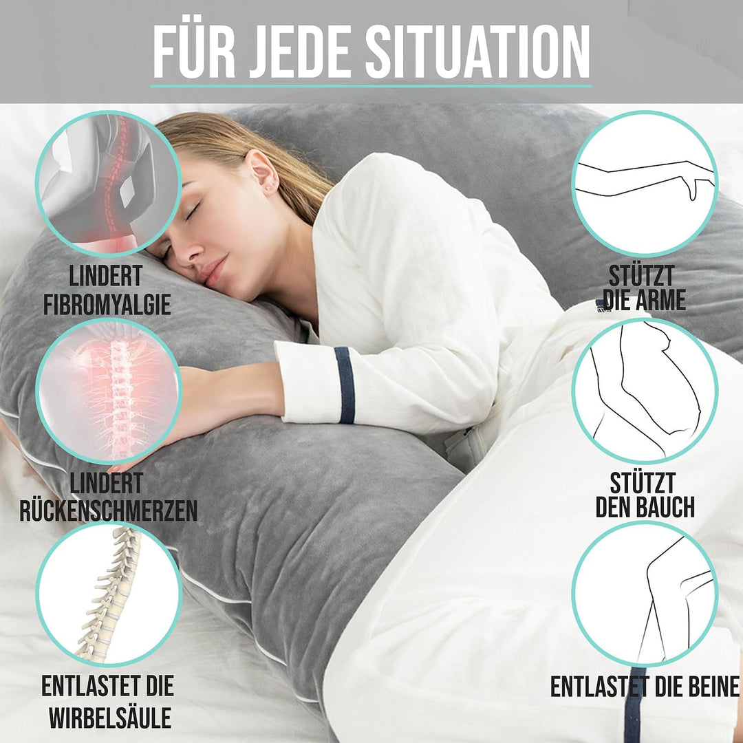 Strex Schwangerschaftskissen XXL - 280cm - Abnehmbarer Bezug - Seitenschläferkissen / Body Pillow /