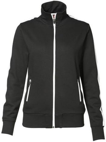 ID Damen Sweatjacke CARDIGAN m. Kontraststreifen (M, schwarz)