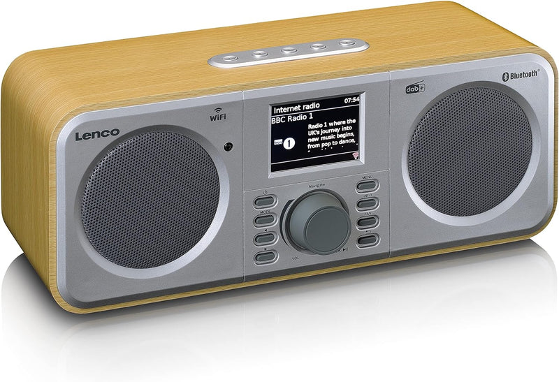 Lenco DIR-141 Internetradio - DAB+ - Bluetooth - W-LAN Verbindung - Zwei Weckzeiten - 2 x 5 Watt RMS