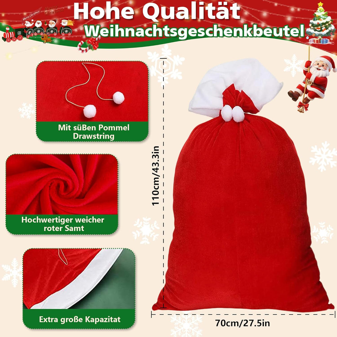 Weihnachtssack Nikolaussack Gross, Weihnachtsmann Sack Gross Geschenkesack Weihnachten（Rot und Weiss