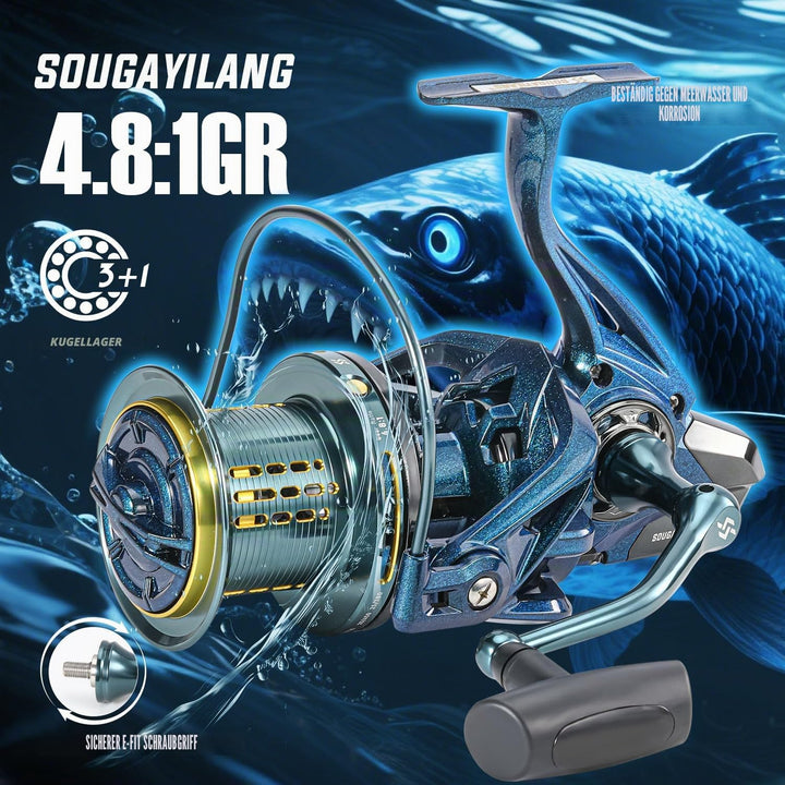 Spinnrollen - 10000/12000/14000 Serie 18+1 Edelstahl-Kugellager 14,5 kg Widerstand 4,8:1 Übersetzung