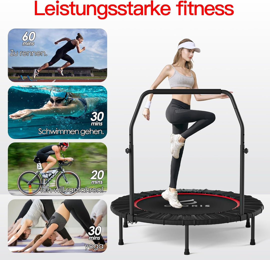 CLORIS 101,6 cm faltbares Fitness-Trampolin – maximale Belastung 220bl, Rebounder mit verstellbarem