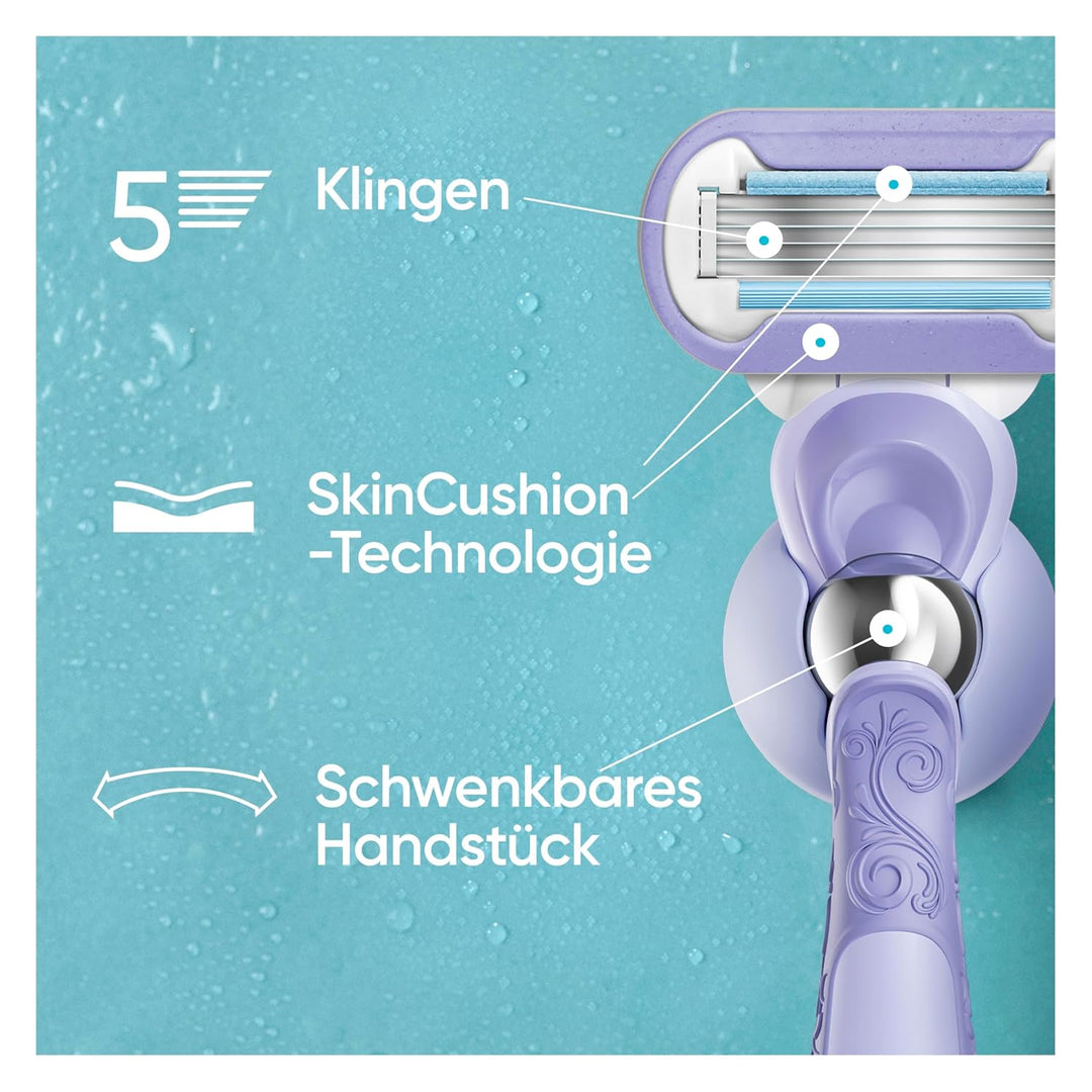 Gillette Venus Extra Smooth Swirl Damenrasierer, 3 Ersatzklingen, Schwenkbares Handstück und Duschha