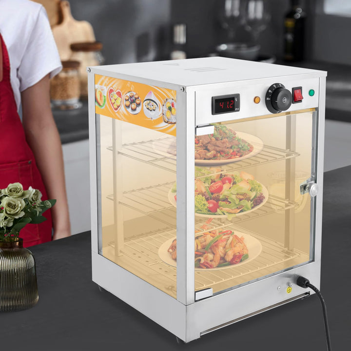 800W Elektrischer Kommerzieller Speisenwärmer, 3-Etagen Speisenwärmeschrank, Warmhalteschrank für Le