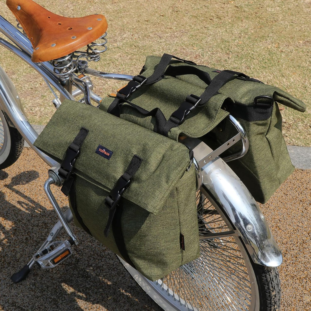 TOURBON Nylon doppelte Fahrradtasche Schultertaschen Rear Rack Stamm Motorrad Tail Sitz Fahrradtasch