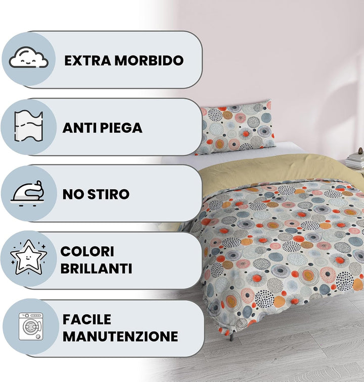 Italian Bed Linen Fantasy Bettbezug, Einzelne Einzelne Acquerello, Einzelne Acquerello