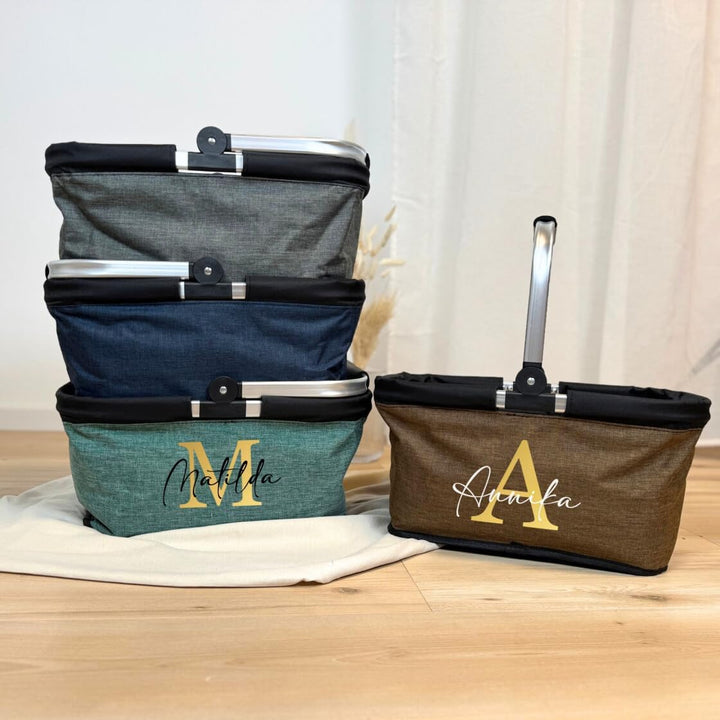 Einkaufskorb faltbar personalisiert, Einkaufstasche Buchstabe mit Name, Personalisiertes Geschenk Tr