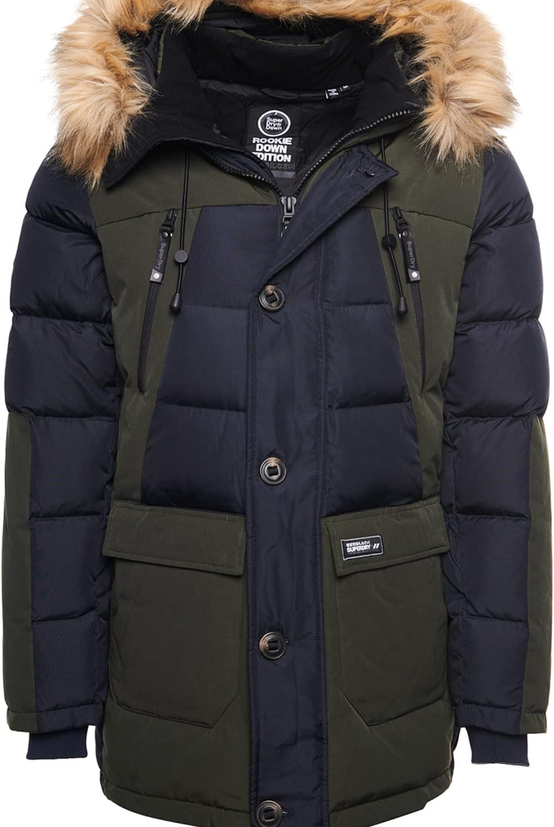 Superdry Herren Rookie Daunenparka mit Farbblock-Design Dunkel Marineblau S