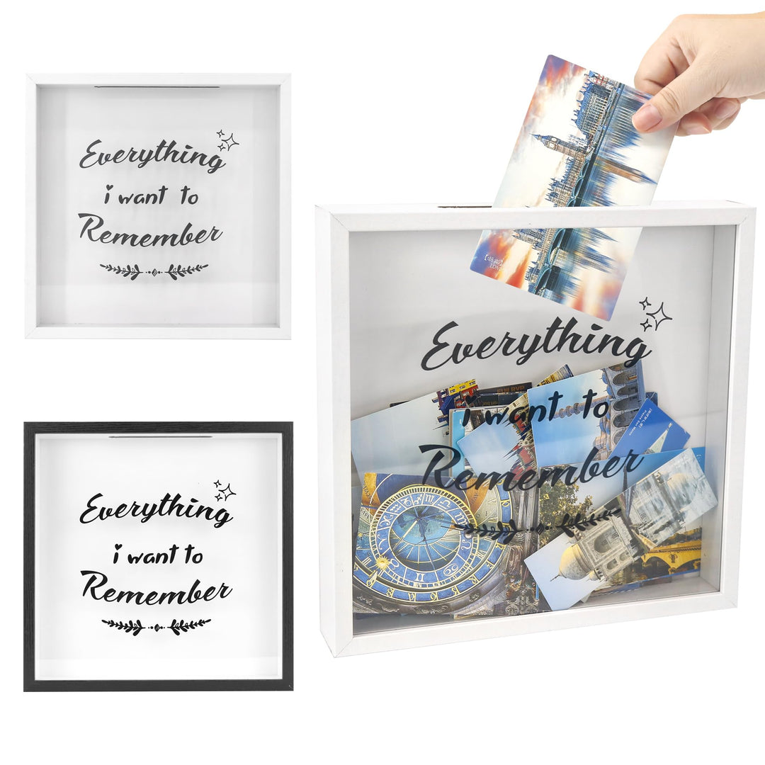 FramePro 30x30 3D Bilderrahmen Schattenbox mit Glasscheibe Ticketstummel Reise Abenteuer Archivbox R