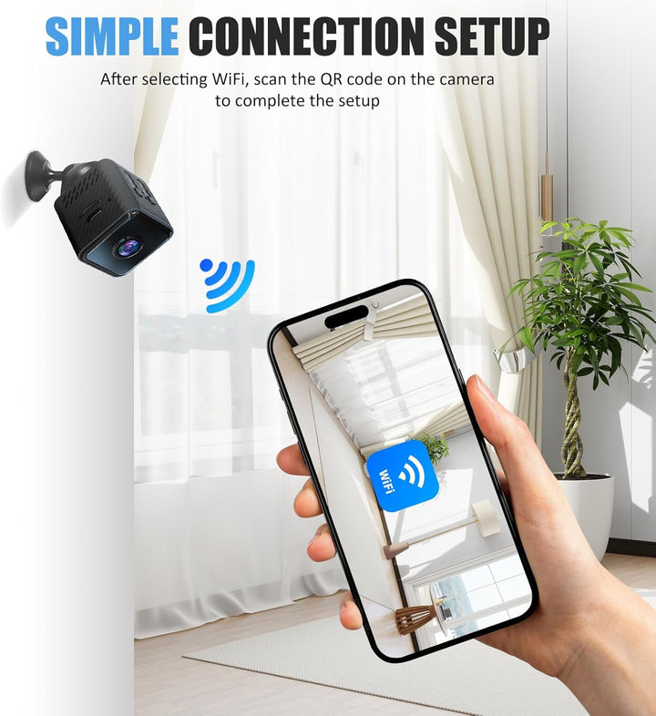 Mini Kamera, Überwachungskamera 1080P WiFi Camera mit Nachtsicht, Innen Live Übertragung, Mobile APP