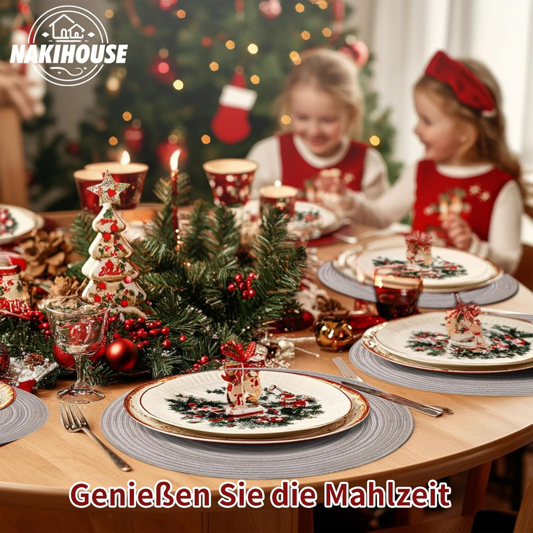 Tischsets Abwaschbar Rund Geflochten Tischset 6er Set, 38cm Rund Platzsets Abwischbar, rutschfest, H