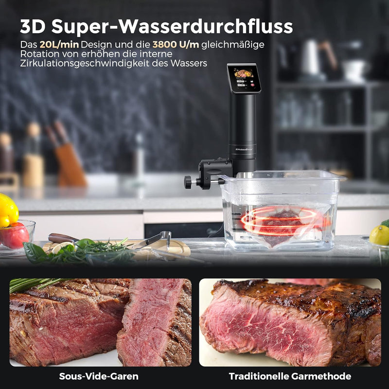 KitchenBoss Sous Vide Garer Stick WLAN: G330 Wifi Präzisionskocher Präziser Temperatureinstellung bi