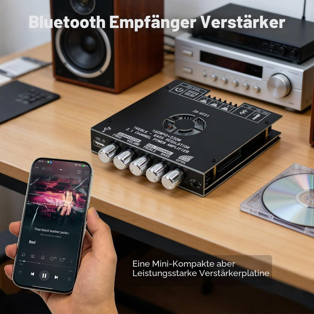 Hosyond ZK-HT21 TDA7498E Verstärkerplatine Bluetooth Amplifier Board 160W×2+220W Subwoofer 2.1 Kanal
