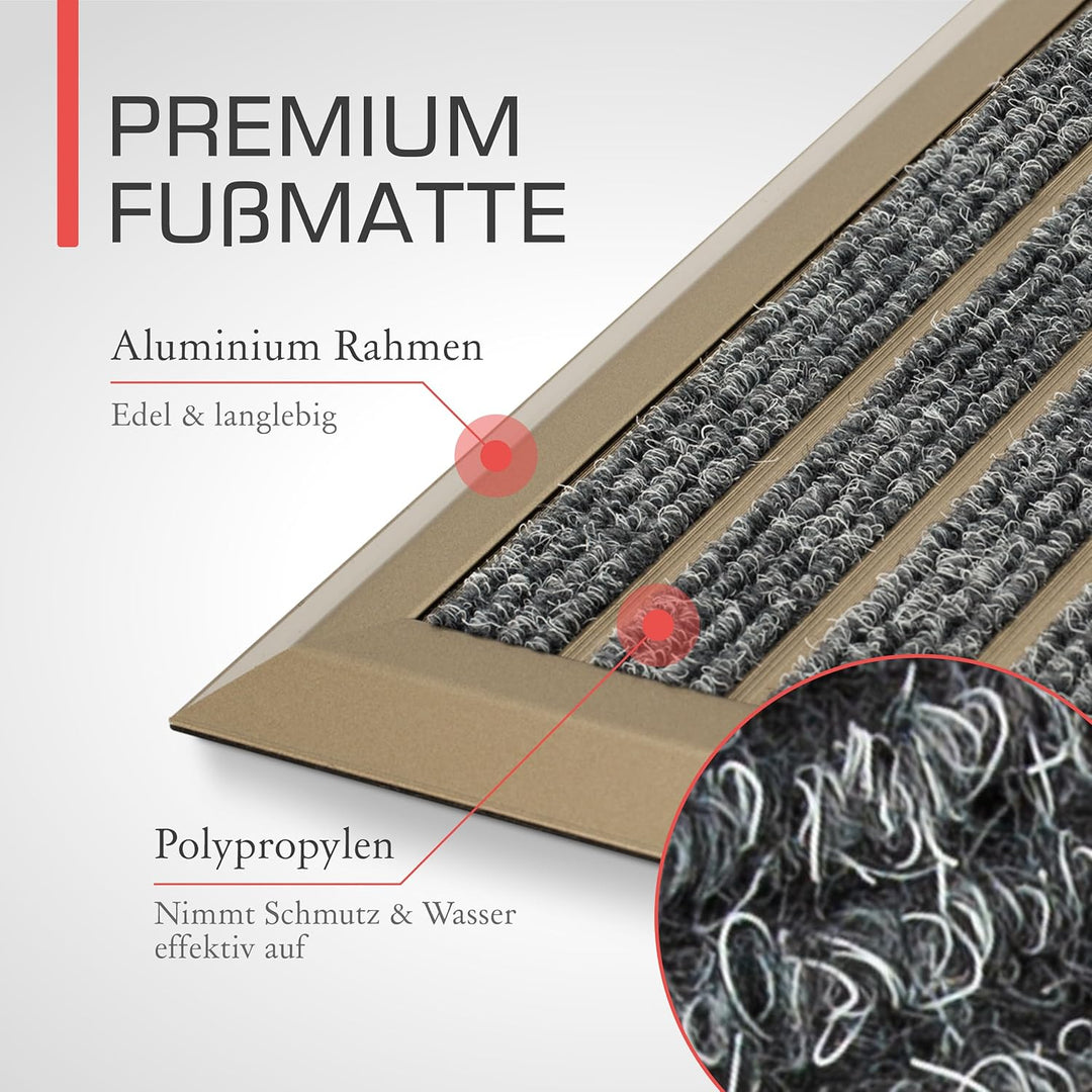 bomoe Fussmatte Aussen 50x80 cm – rutschfest Rostfrei Fussabtreter Aussenbereich – Outdoor-Fussmatte