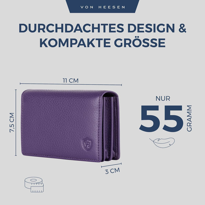 VON HEESEN® Visitenkartenetui Leder mit RFID-Schutz - Platz für 50 Visitenkarten - 6 Fächer - Visite