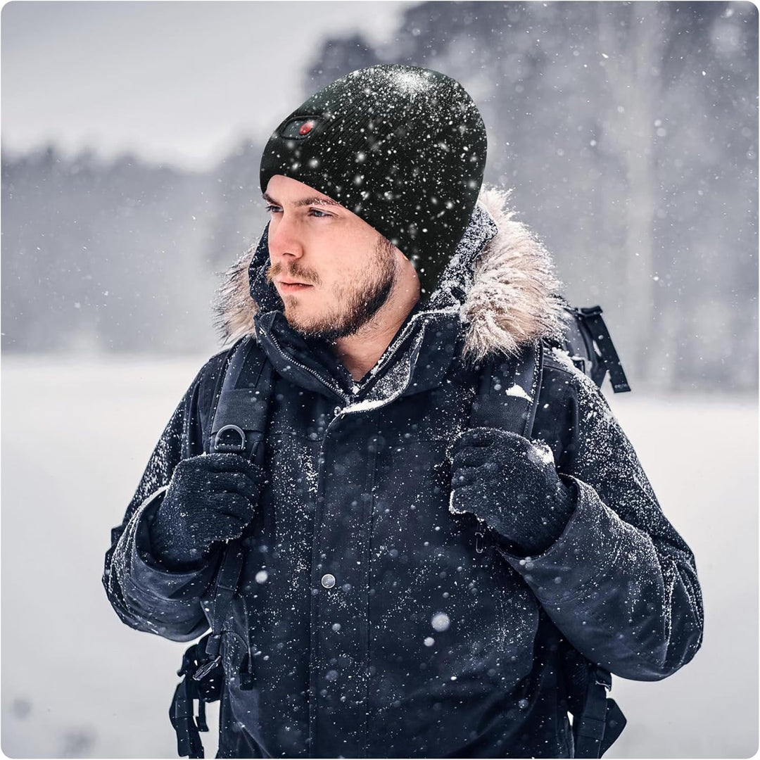 Svpro Beheizte Beanie mit Wiederaufladbarem Akku 7,4V Li-Polymer-Akku hält bis zu 3-7 Stunden,Electr