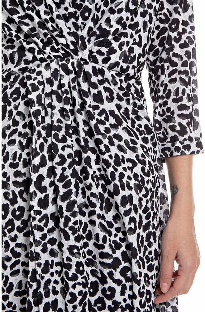 Replay Damen W9680 Kleid L 010 Natural White/Black, L 010 Natural White/Black