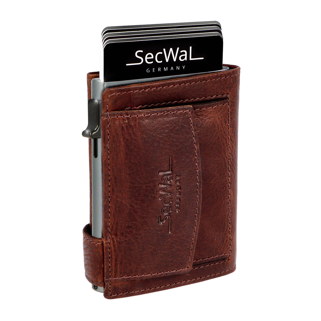 SecWal Kartenetui mit Münzfach Druckknopf inkl. Geschenkbox - Made in Germany - Echtleder Mini Geldb