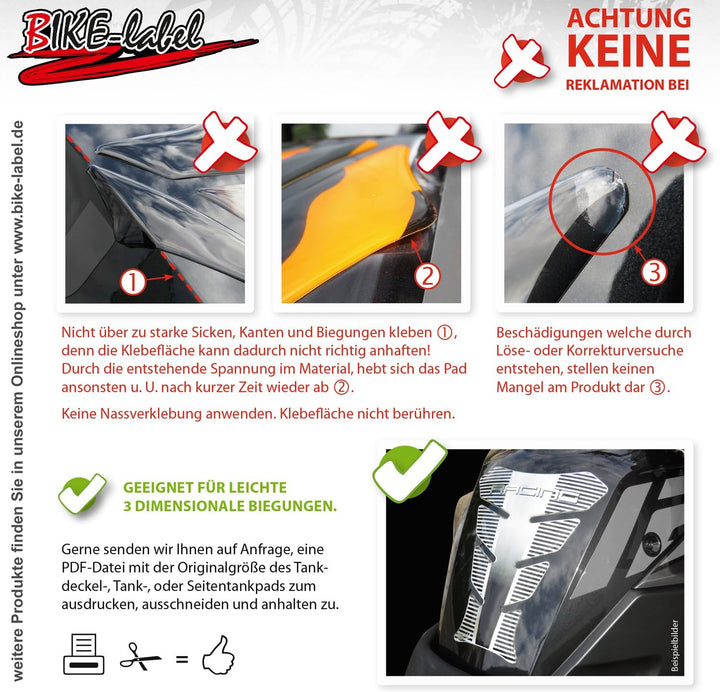 BIKE-label Tankpad Seitentank Motorrad Aufkleber Schwarze Hände Abdruck 800111