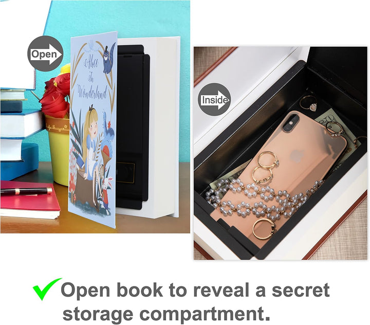 Alice in Wooderland Diversion Book Safe mit echten Seiten, Kombinationsschloss-Box, versteckter Safe