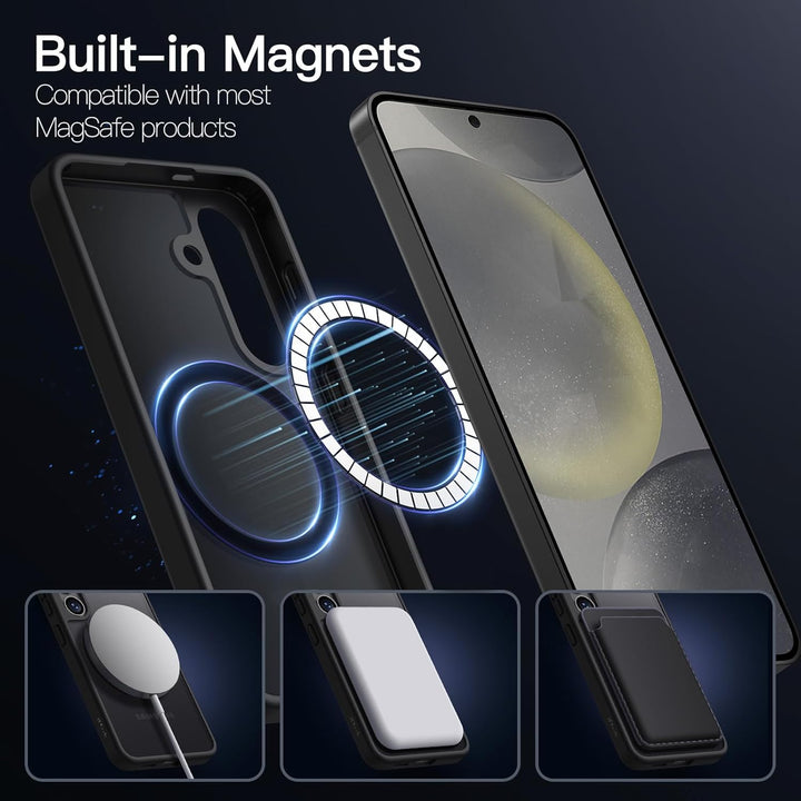 JETech Magnetisch Hülle für Samsung Galaxy S24 5G, Kompatibel mit MagSafe, Transluzente Matt Rücksei