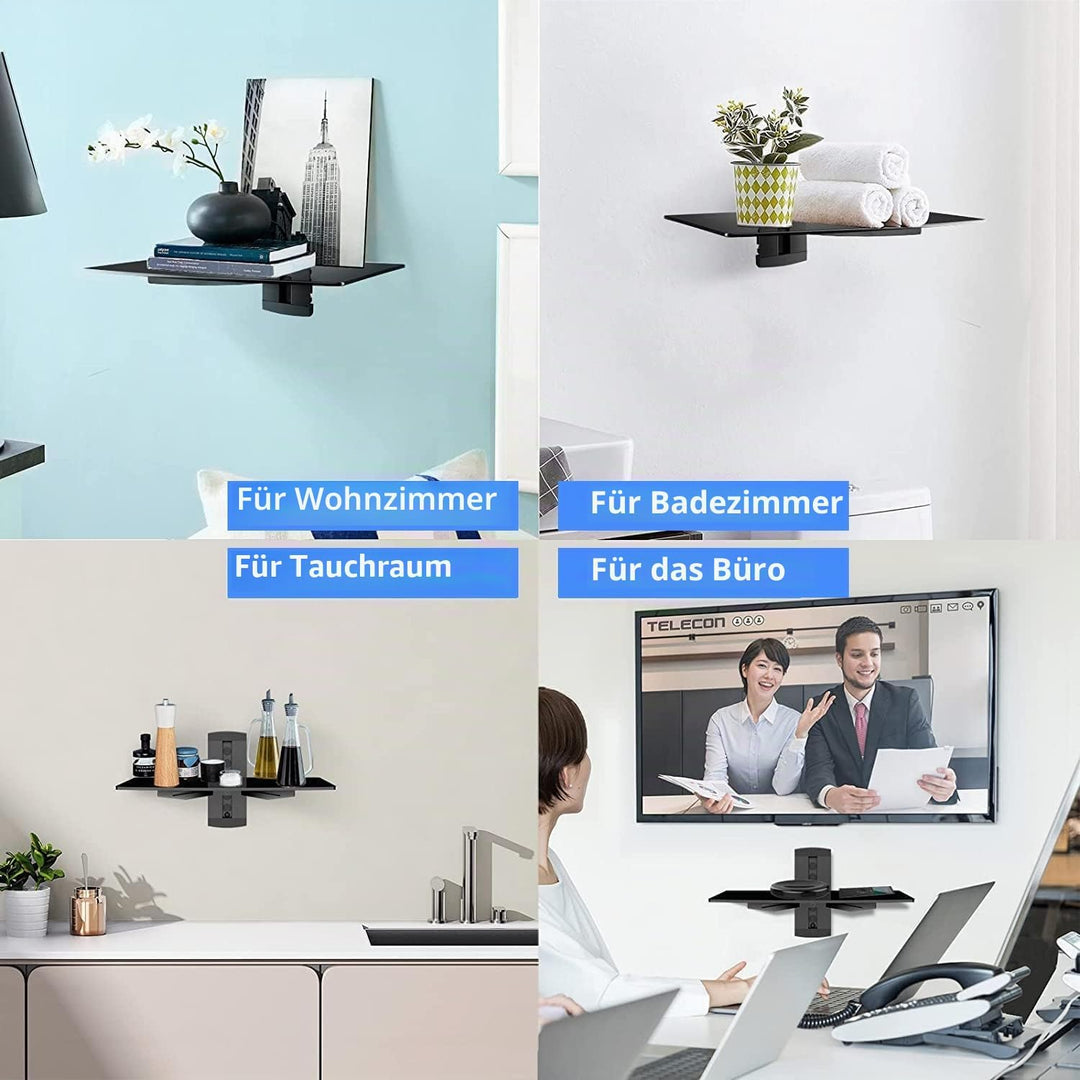 suptek Single Floating Regal Multimedia Wandregal TV Rack Wandhalterung Mit Verstärktem Gehärtetem G