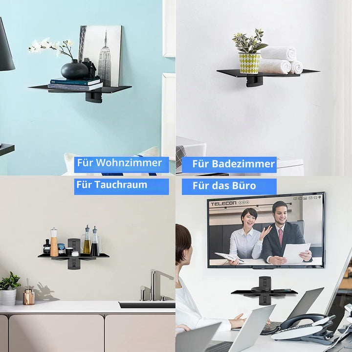 suptek Single Floating Regal Multimedia Wandregal TV Rack Wandhalterung Mit Verstärktem Gehärtetem G
