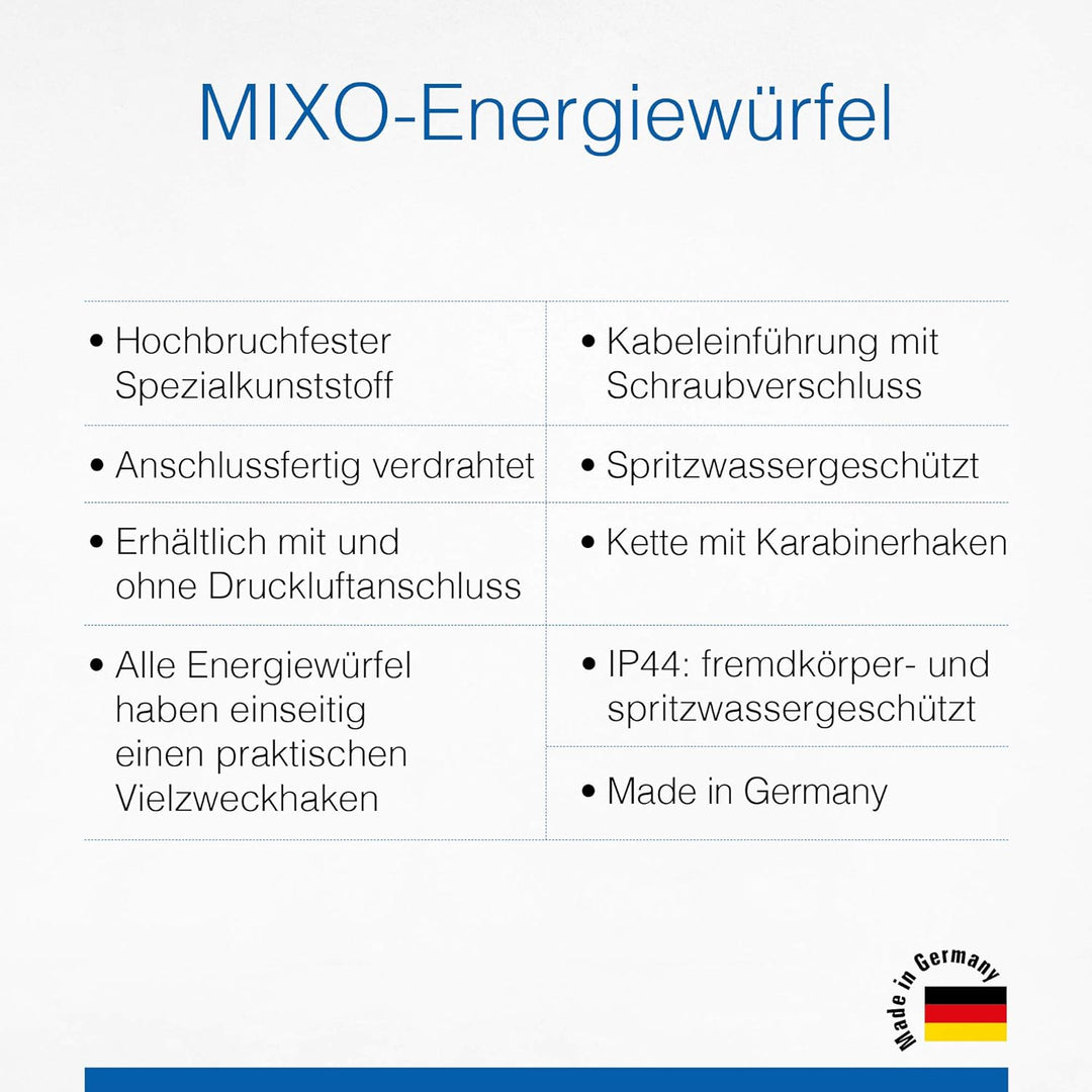 as - Schwabe MIXO Energiewürfel IV – Hänge-Verteiler mit 3 CEE-Steckdosen 400 V, 16 A, 5-polig – MIX