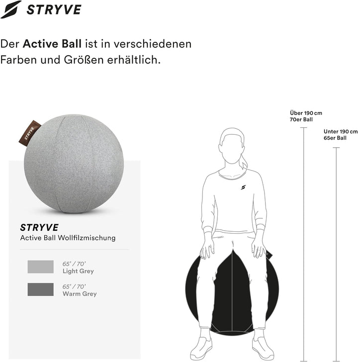 STRYVE Active Ball Wollfilz (65 cm, 70 cm), innovativer Sitzball mit Filzbezug, Ergonomische Alterna