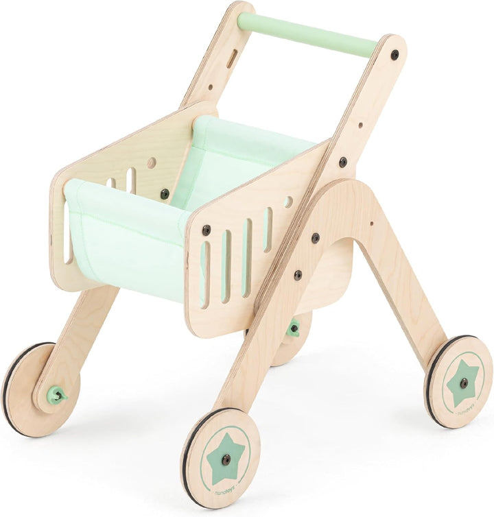 Mamatoyz 04TSHP Trio Shopper Einkaufswagen, Spielzeug, Lauflernhilfe aus natürlichem Birkensperrholz