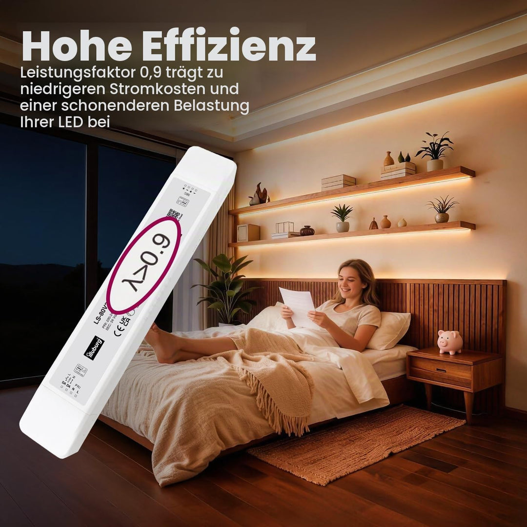 illuburg LED Treiber 24V 80W DALI Push Taster Dimmbar Flackerfrei für LED Streifen Trafo Transformat