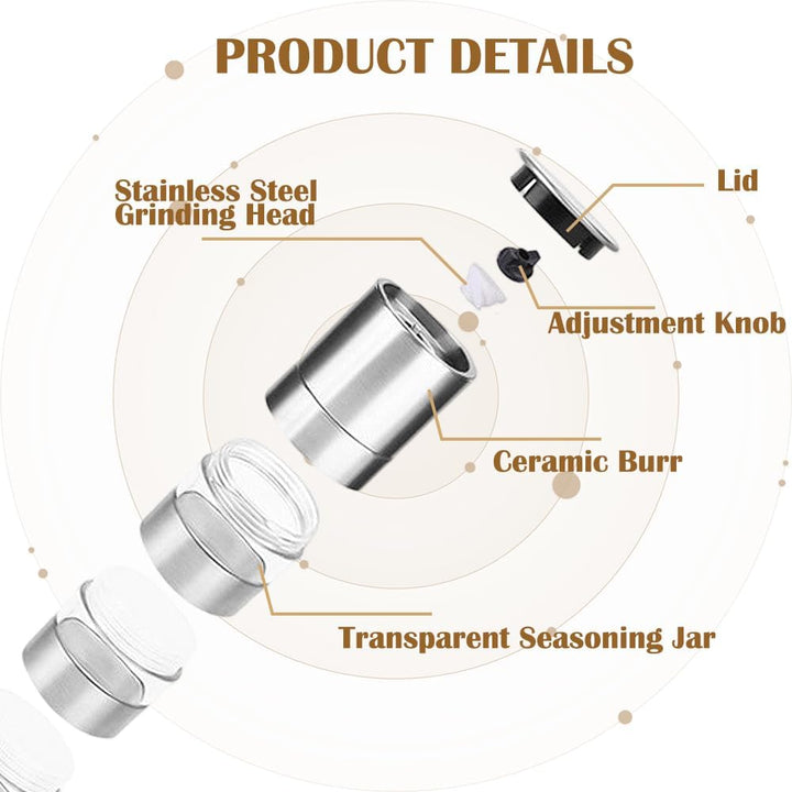 5 lagige Edelstahl Gewürzmühle – Robustes Camping Zubehör & Outdoor Küchen Gadget für Wanderer und C