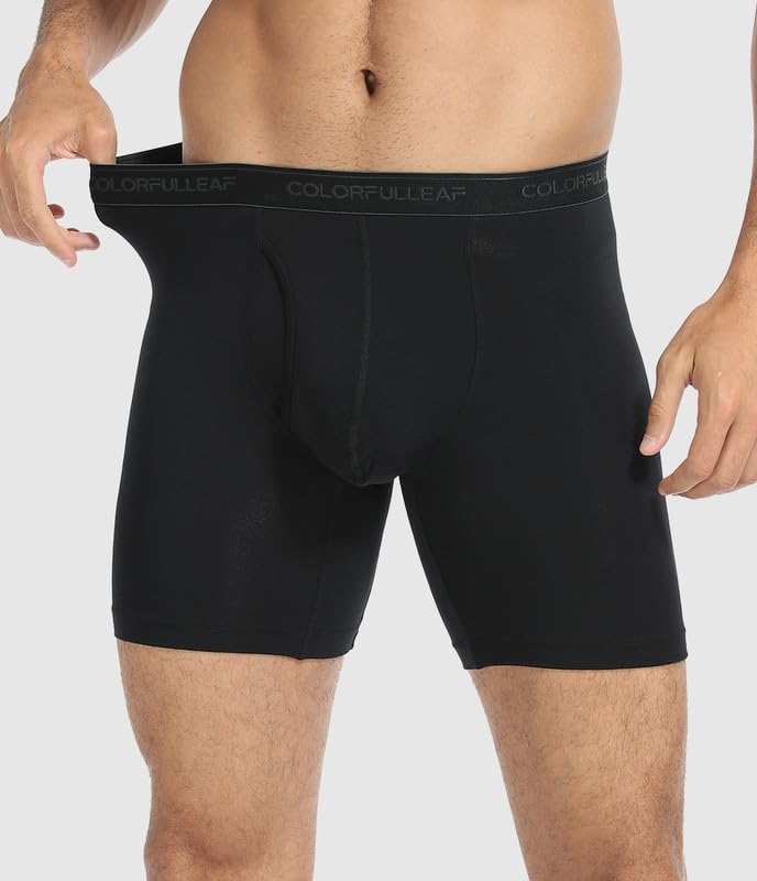 COLORFULLEAF Bambus Boxershorts Herren Langes Bein Superweich Unterhosen Männer Stretch Unterwäsche
