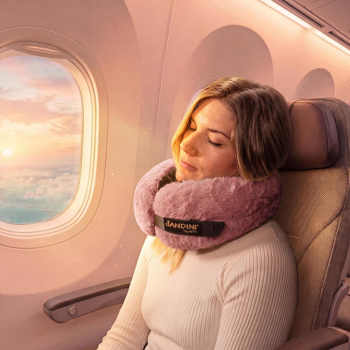 SANDINI TravelFix – Premium Reisekissen/Nackenkissen mit ergonomischer Stützfunktion – Gratis Transp