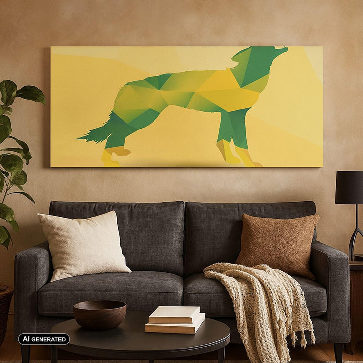 Panorama Bilder auf Leinwand 100x40cm Leinwandbild Wolf modern Grafik Gross Wanddeko Bild Schlafzimm