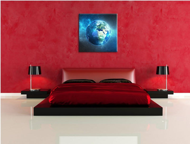 Pixxprint Unsere Erde im Weltall als Leinwandbild/Grösse: 70x70 cm/Wandbild/Kunstdruck/fertig bespan