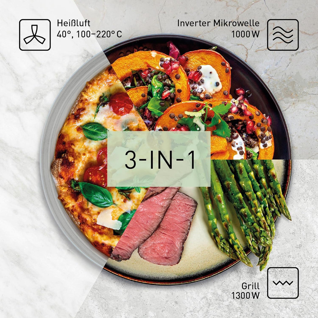 Panasonic NN-CD58 Mikrowelle ( 1000 Watt, mit Grill und Heissluft, Inverter Mikrowelle, 27 Liter, ge