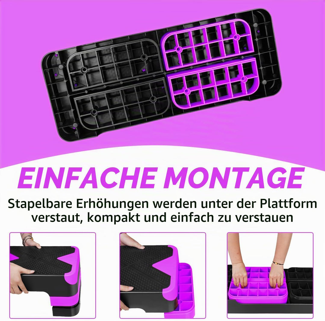 Aerobic Steppbrett Höhenverstellbar Stepper mit 3 Stufen 10/15/20cm, rutschfest Fitness Step-Bench f