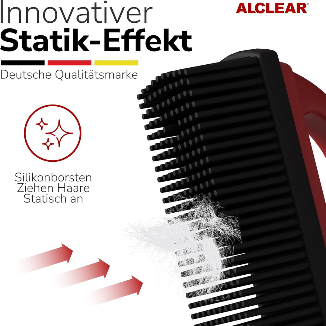 ALCLEAR 9519 Tierhaarbürste zur Entfernung von Tierhaaren auf Fahrzeugpolstern und Teppichen rot, ro