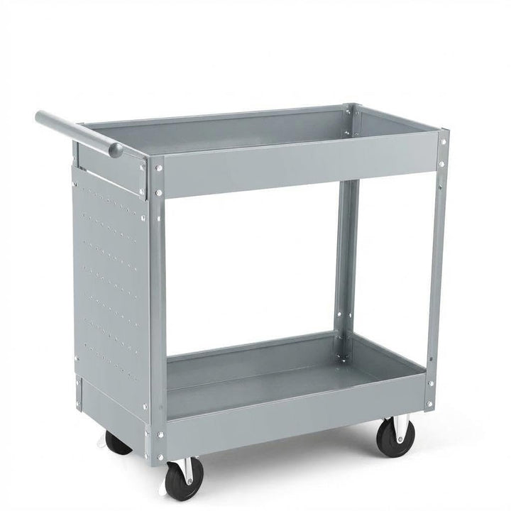 Werkzeugwagen Rollbar 2 Ebenen, Bis 150 kg Belastbar, Metall Werkstattwagen Mit Rollen und Lochwand,