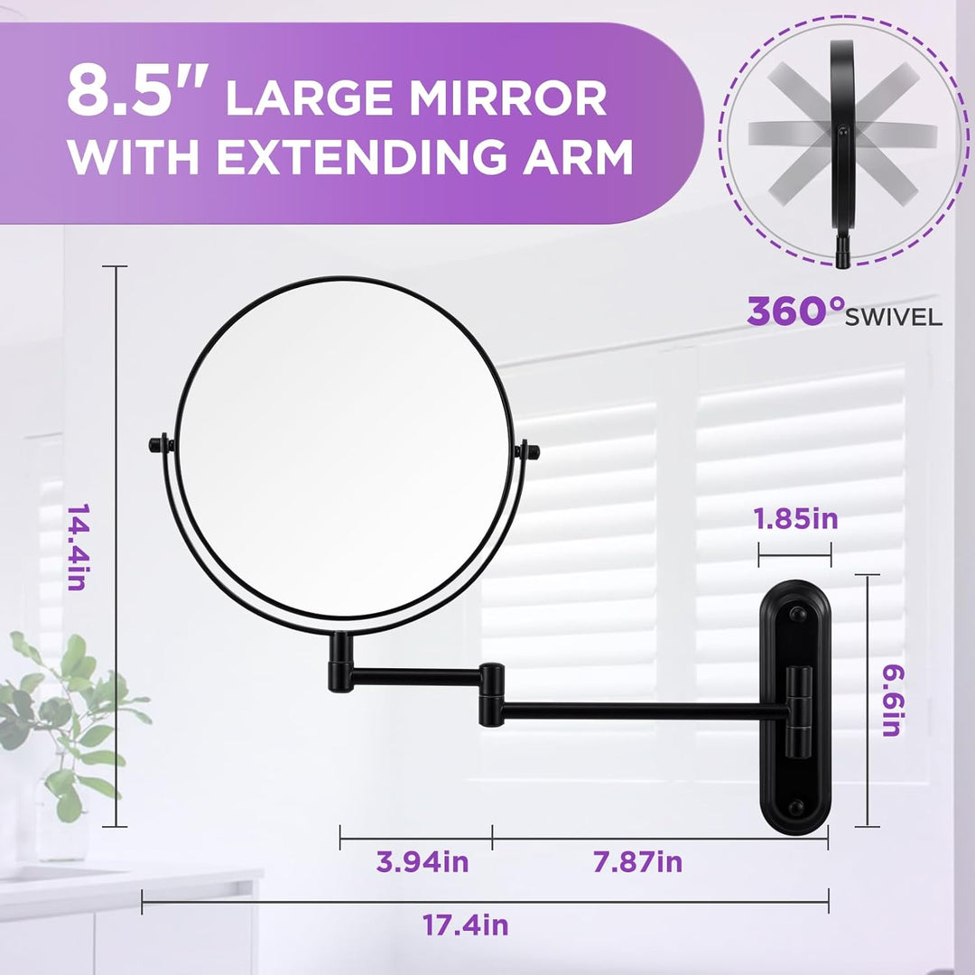 VORREMIRR Wandmontierter Make-up-Spiegel - 1X / 15X Vergrössernder Make-up-Spiegel mit erweitertem A