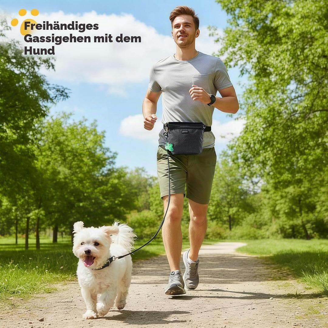 AGPTEK Leckerlitasche für Hunde, Futterbeutel Hund mit Kotbeutelspender zum Umhängen, Freihändige Hu