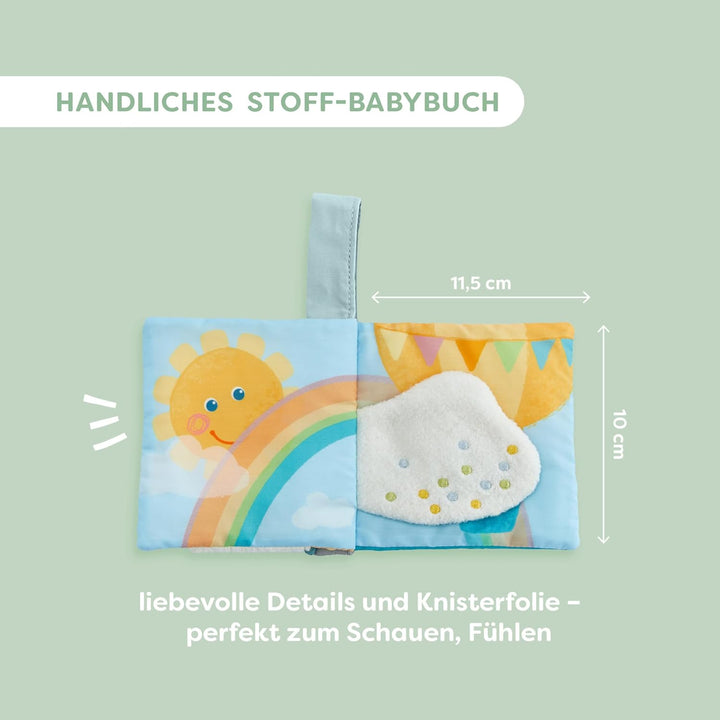 HABA Baby-Spiel-Set Gans 3-in-1 – Geschenkset mit Greifling, Knisterbuch & Schmusetuch, Sinnesspielz