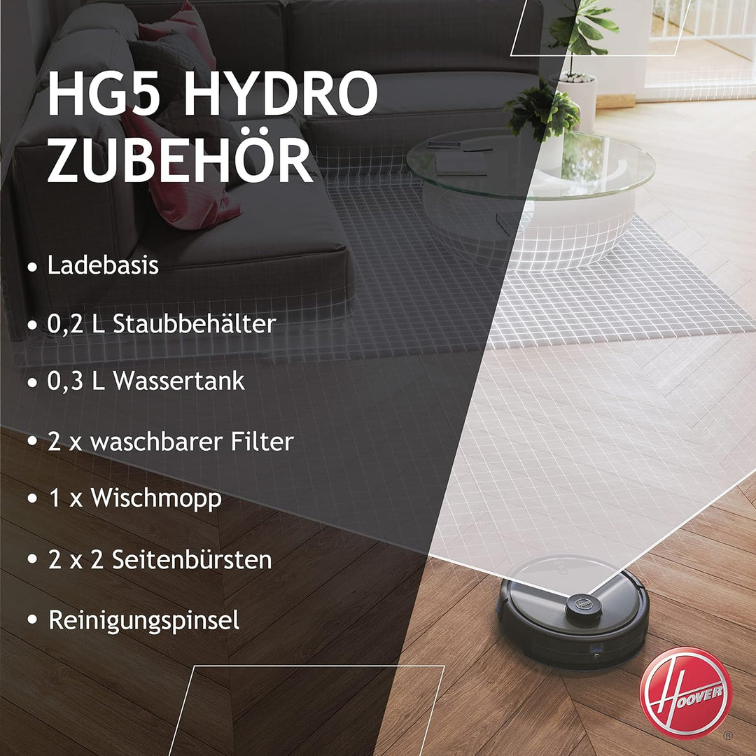 Hoover HG5 Saugroboter mit Wischfunktion und App-Steuerung inkl. Karte und Zeitplan – HYDRO Roboter