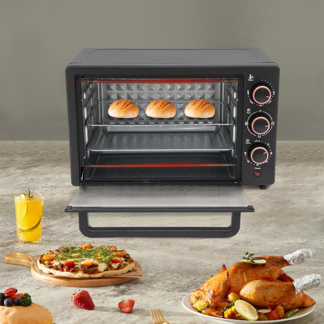 SuhoFutus Elektrobackofen 22L Edelstahl, 1000W Ofen mit Grill, Backofen mit Timer und Thermostat, Ko